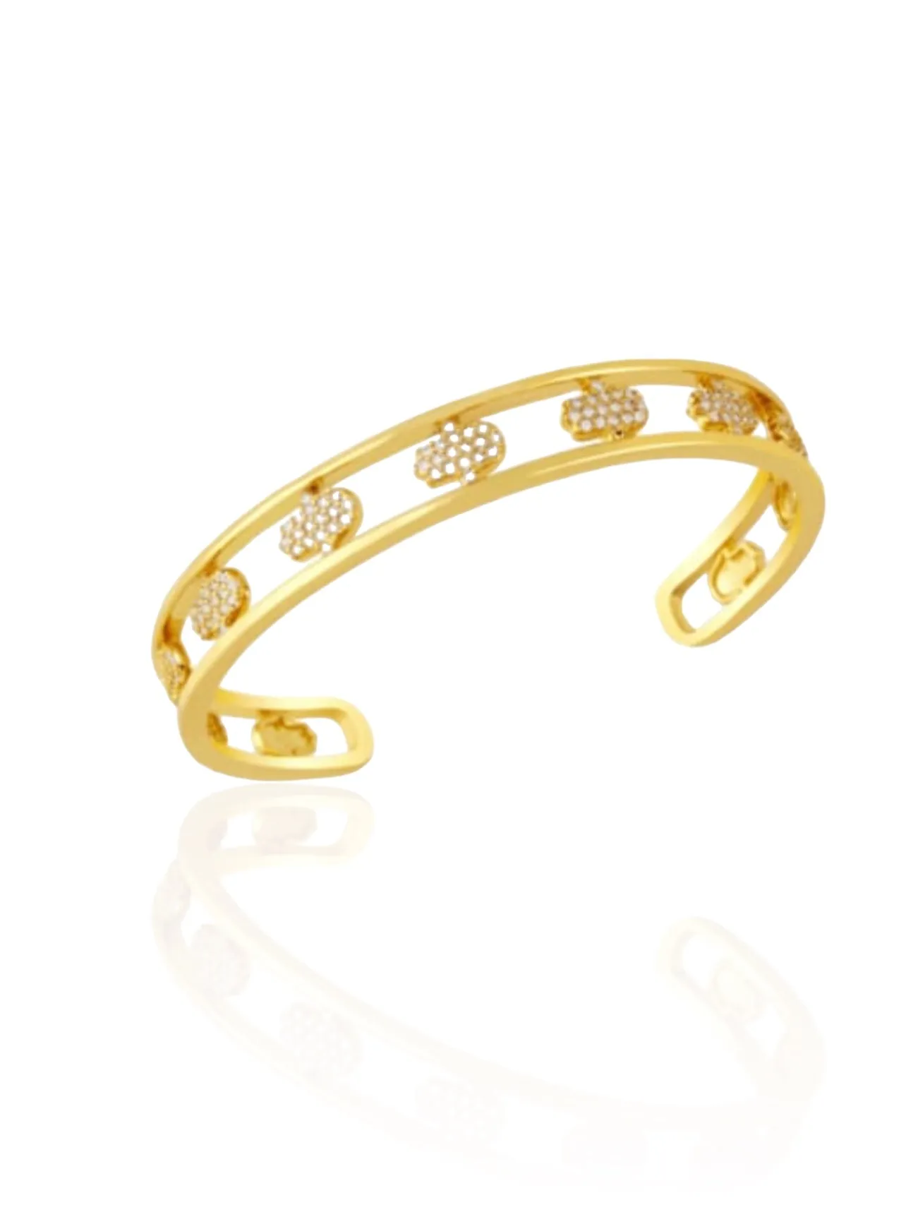 Hamsa Hand Zircon Gold Cuff