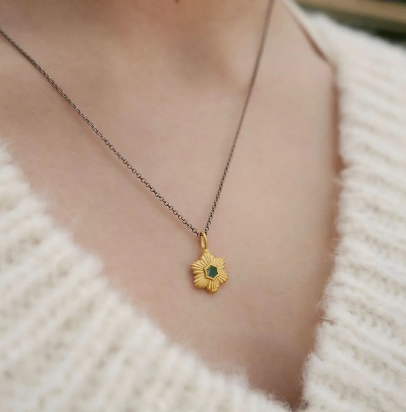 Handmade Necklace With Gold Plated Silver Star Pendant