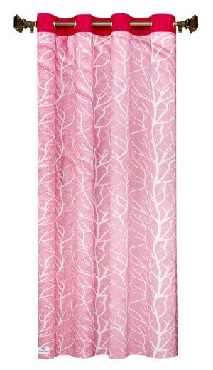 Heart Home Tree Printed Home Décor Door Curtain with 8 Eyelet, 7 Feet (Pink)-HS43HEARTH25582