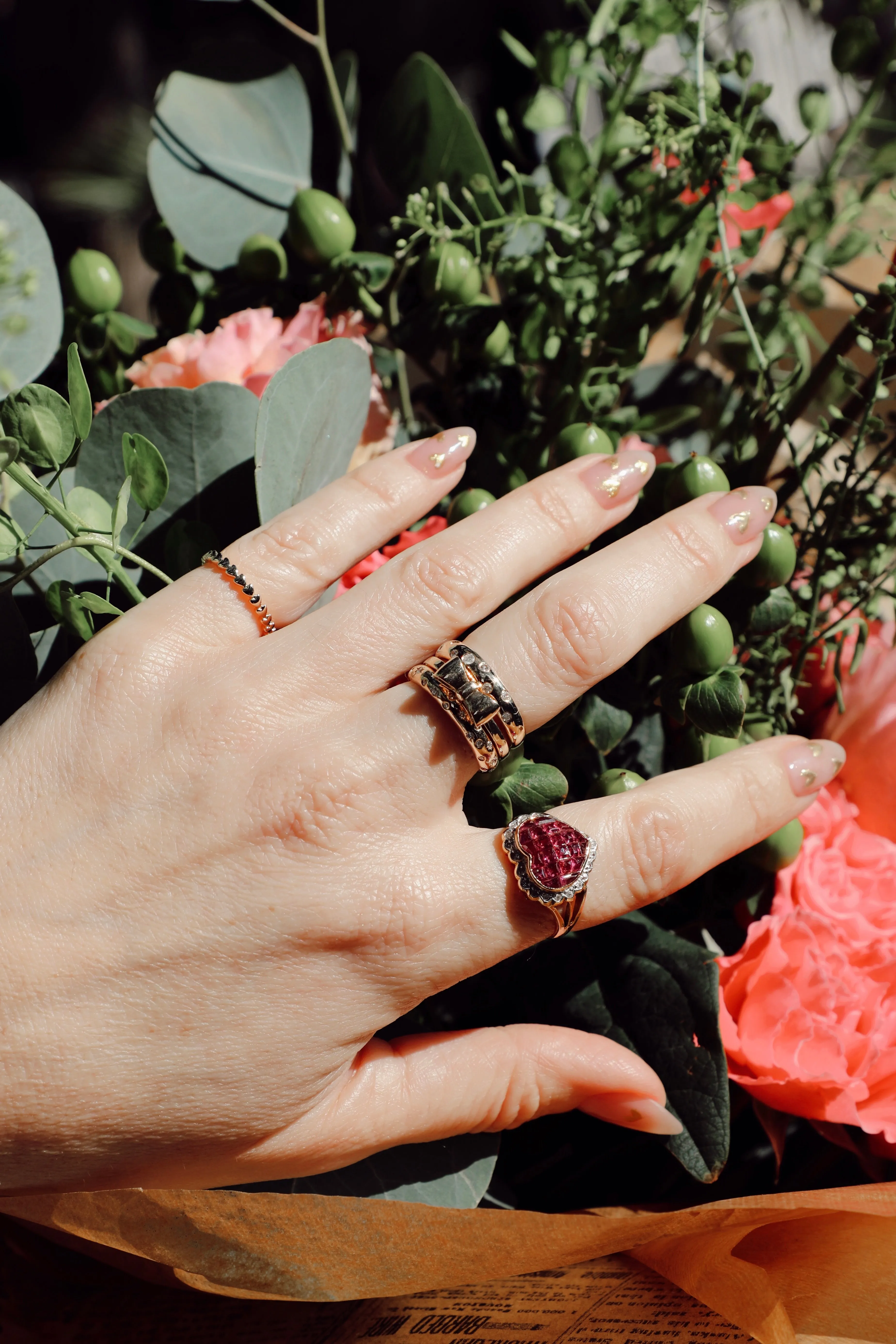 Hearts of Gold Pinky Ring