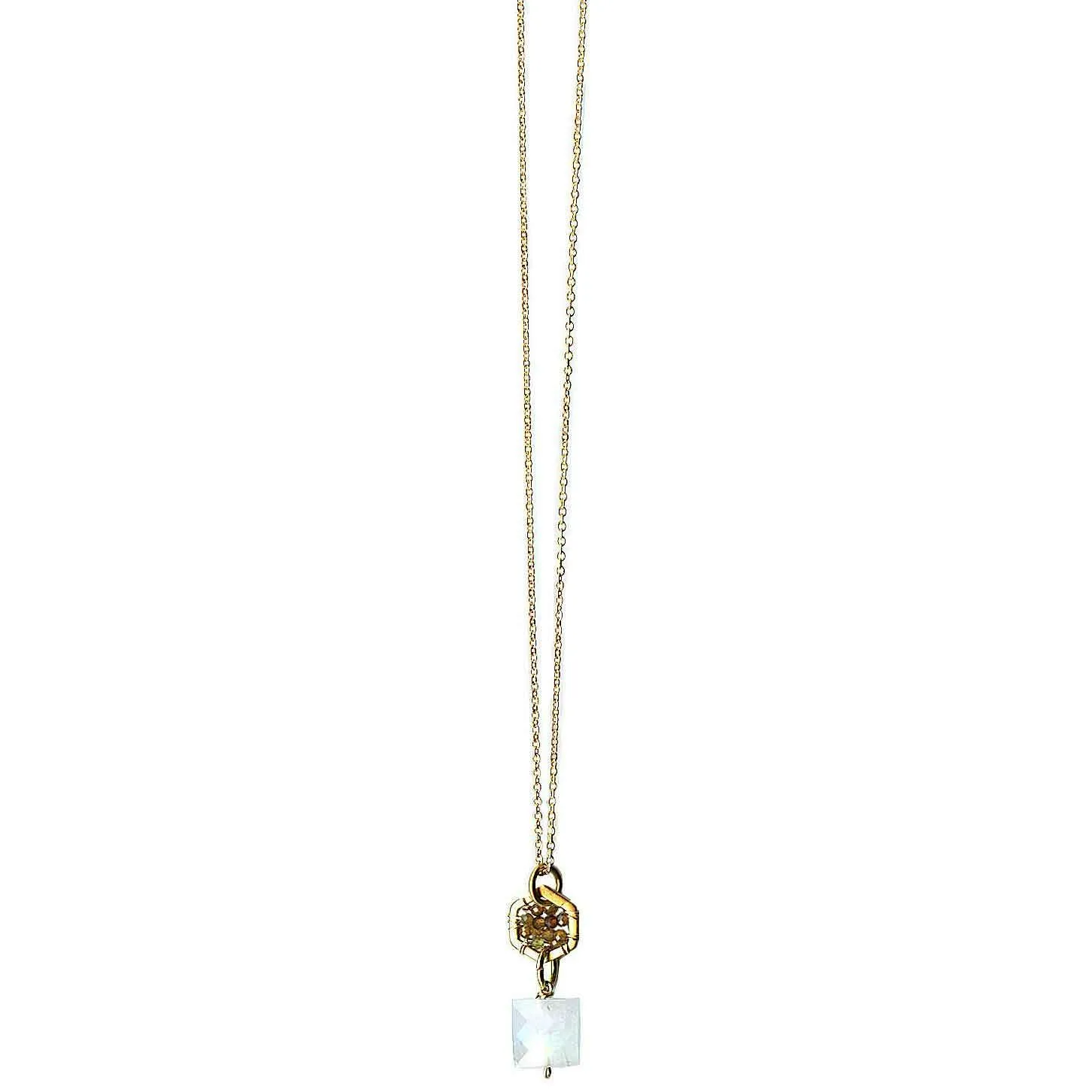 Hexagon Necklace 4912 with Multicolored Tourmaline and Moonstone by Michelle Pressler Jewelry