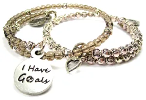 I Have Goals With Soccer Ball Delicate Glass And Roses Wrap Bracelet Set