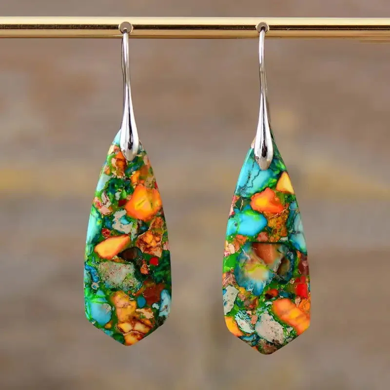 Imperial Jasper Oasis Earrings - Handmade Natural Stone Bohemian Jewelry