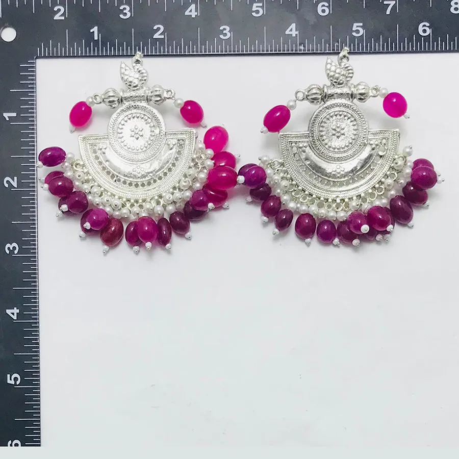 Indian Oxidized Big Earrings With Beads