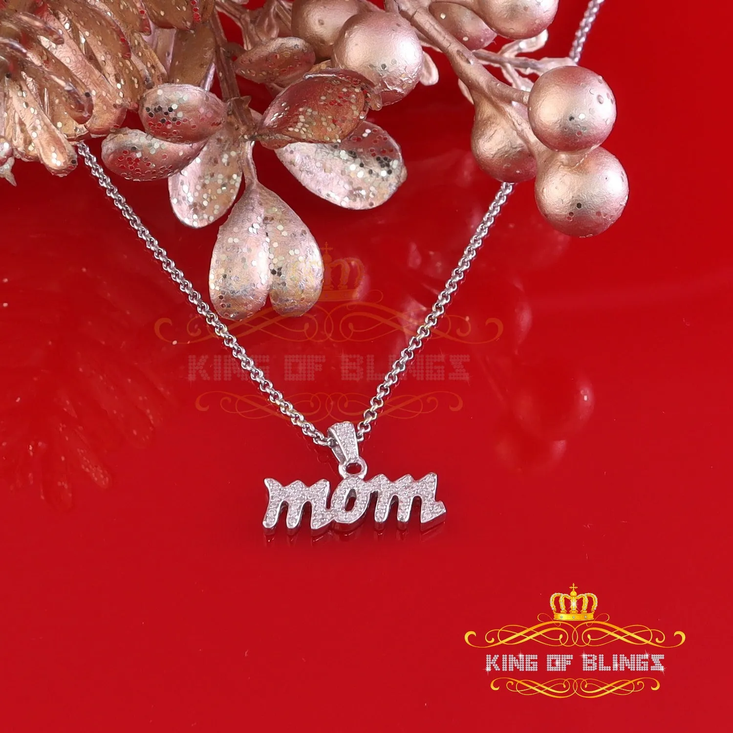 King Of Bling's 0.61ct Cubic Zirconia MOM Pendant White Silver Special Offer at Mother's Day