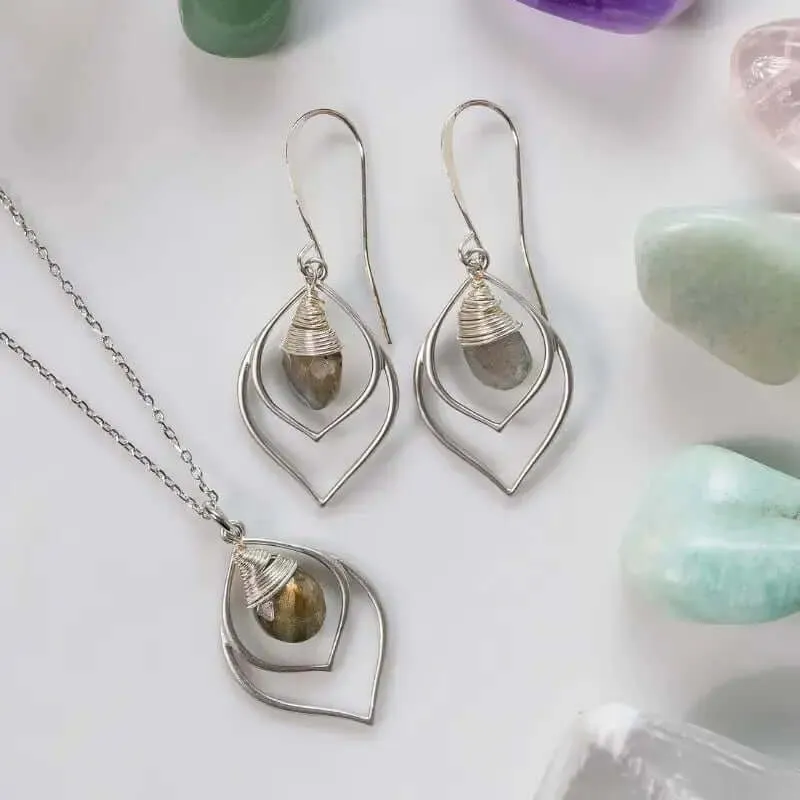 Labradorite Earrings: Teardrop Design