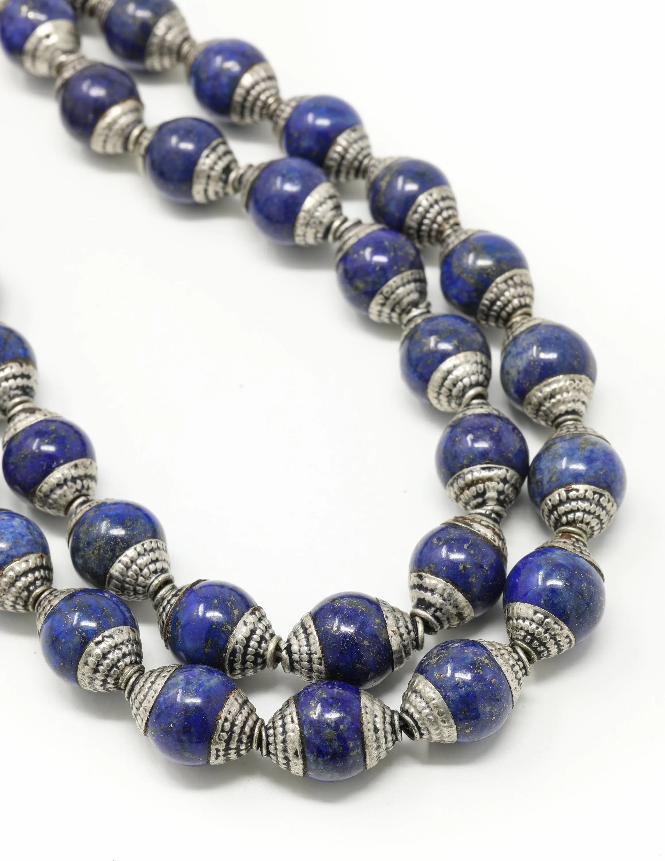 Lapis Lazuli Inlaid Capped Antique Spacer Nepal Beads - B13