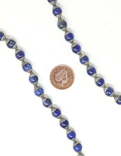 Lapis Lazuli Inlaid Capped Antique Spacer Nepal Beads - B13