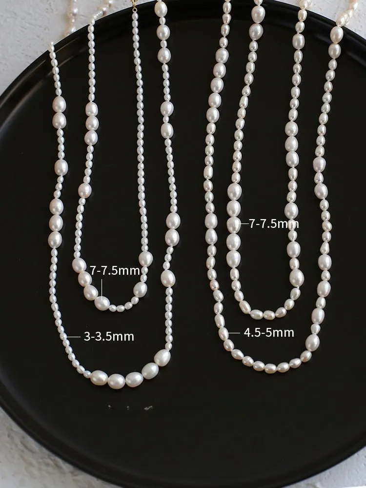 Large and Small Pearls Spliced Extra Long Pearl Necklace-Small Pearl Style