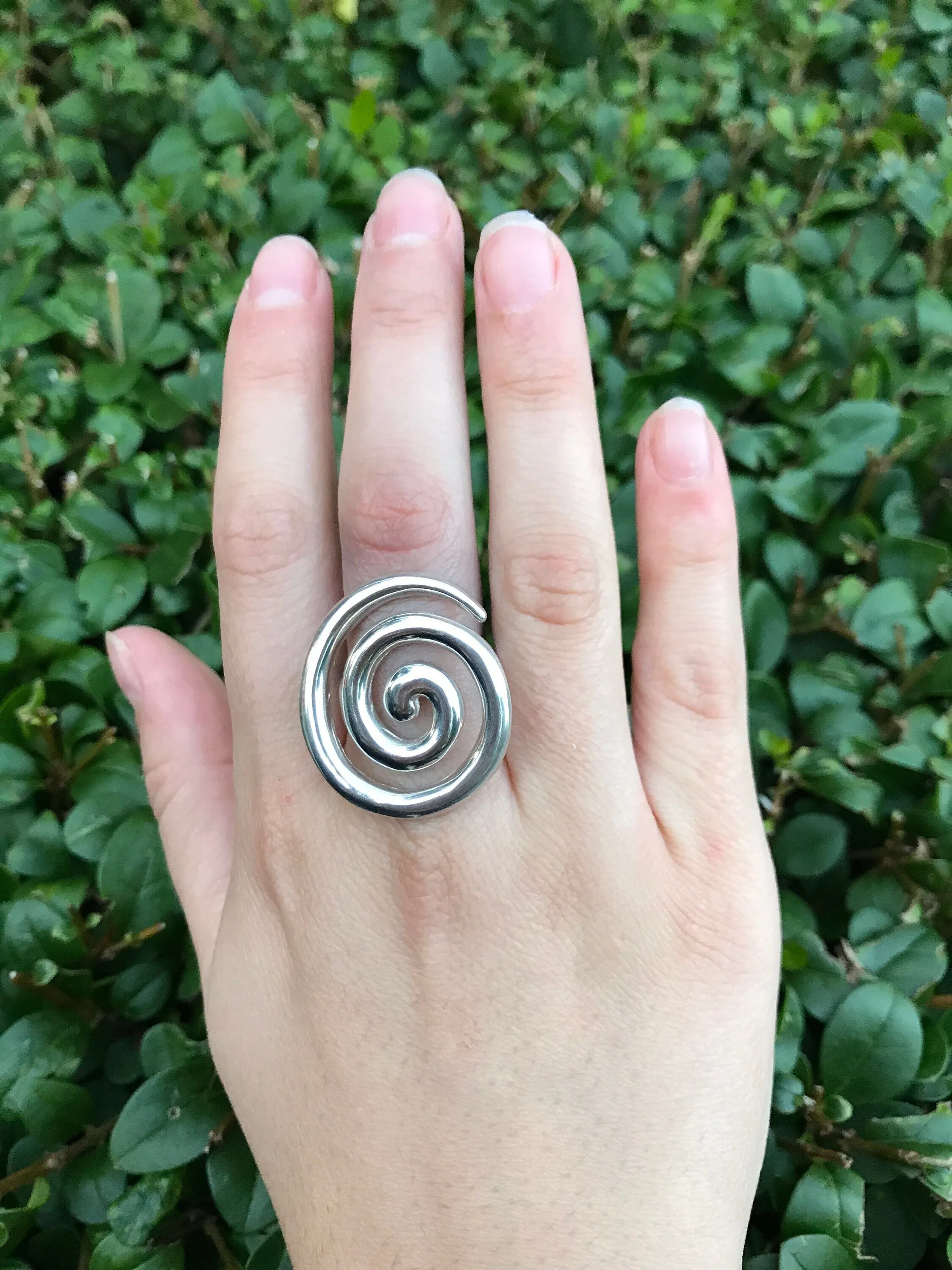 Large Swirl Ring - Statement Silver Ring - Vintage Spiral Ring