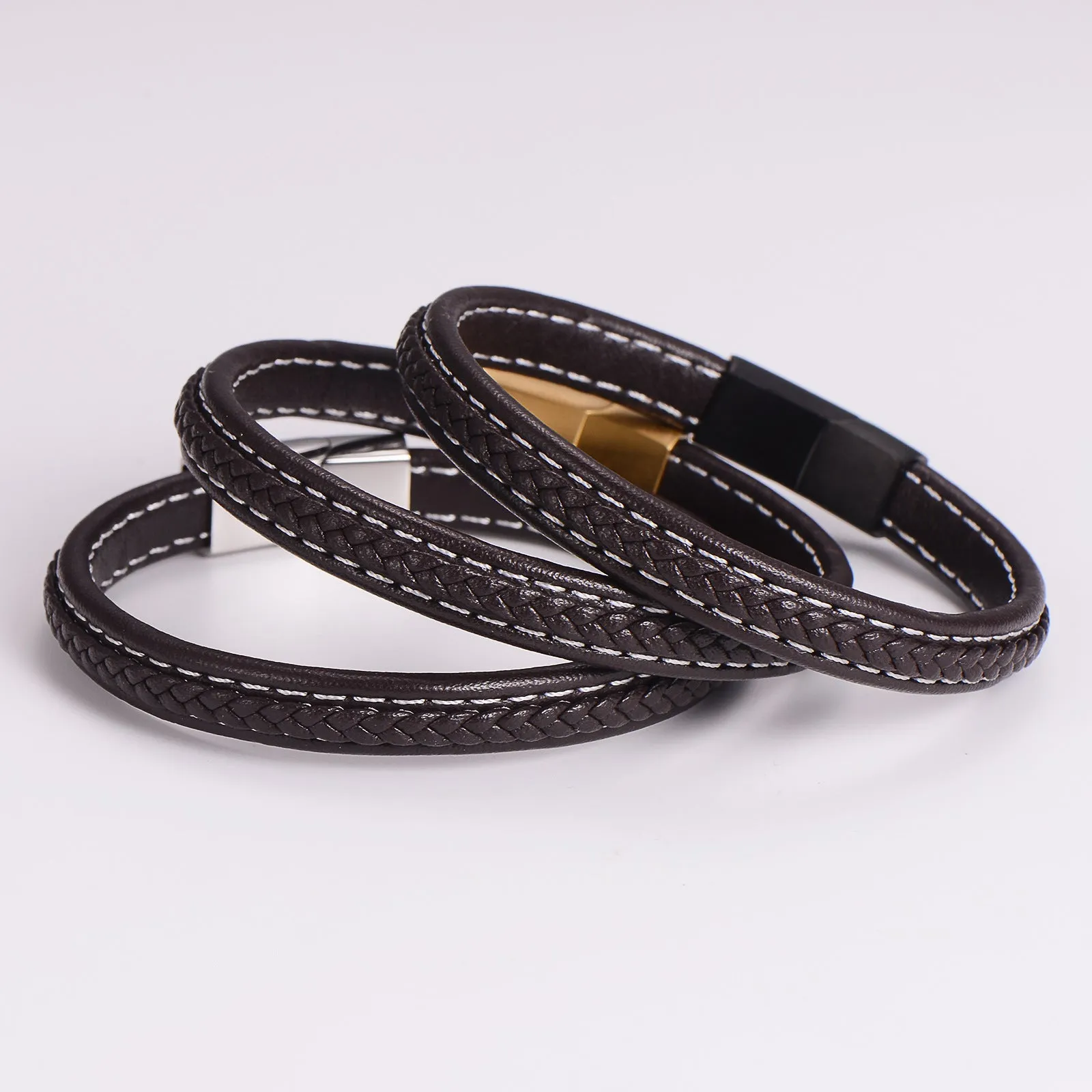 Men Versatile Patchwork Leather Handmade String Bracelets