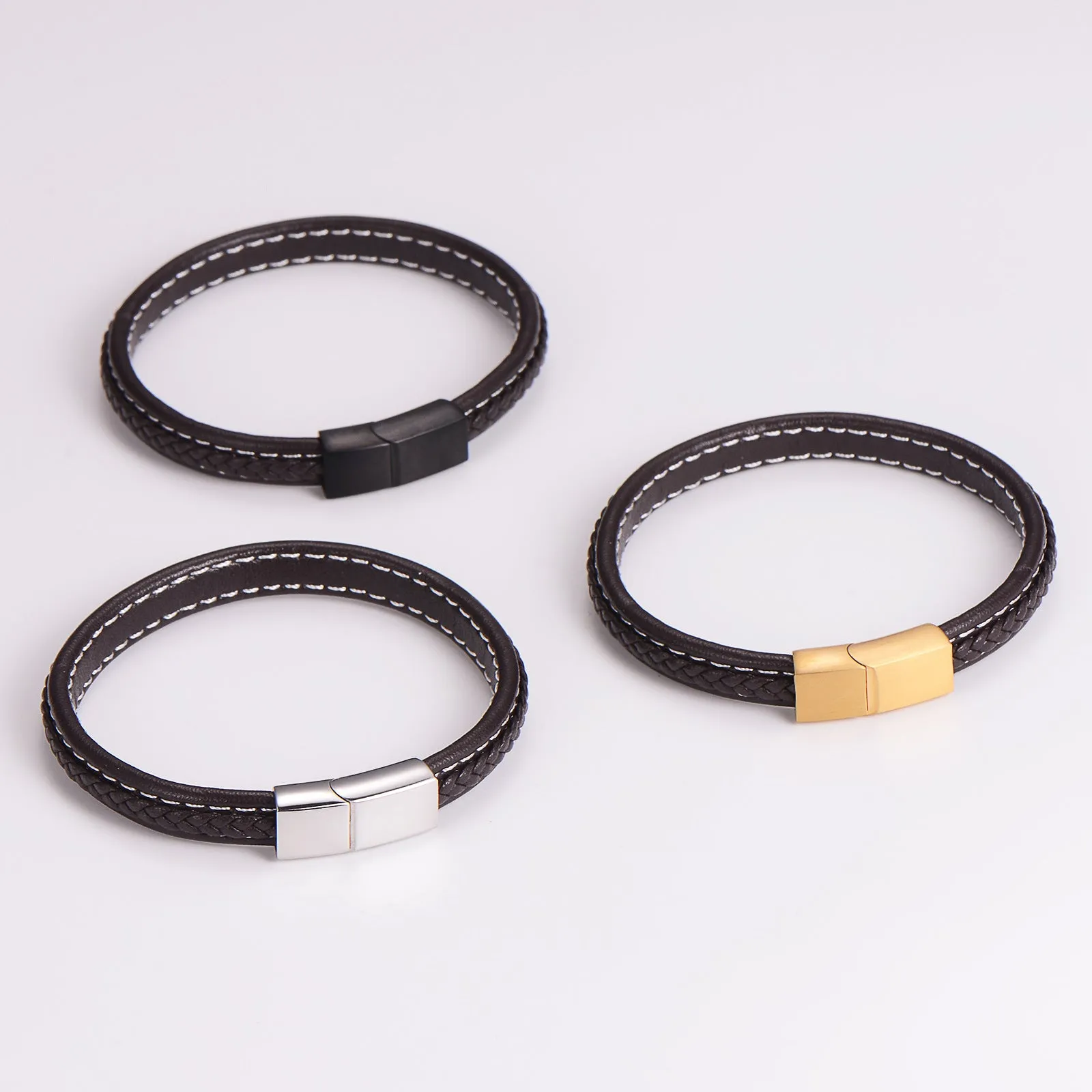 Men Versatile Patchwork Leather Handmade String Bracelets