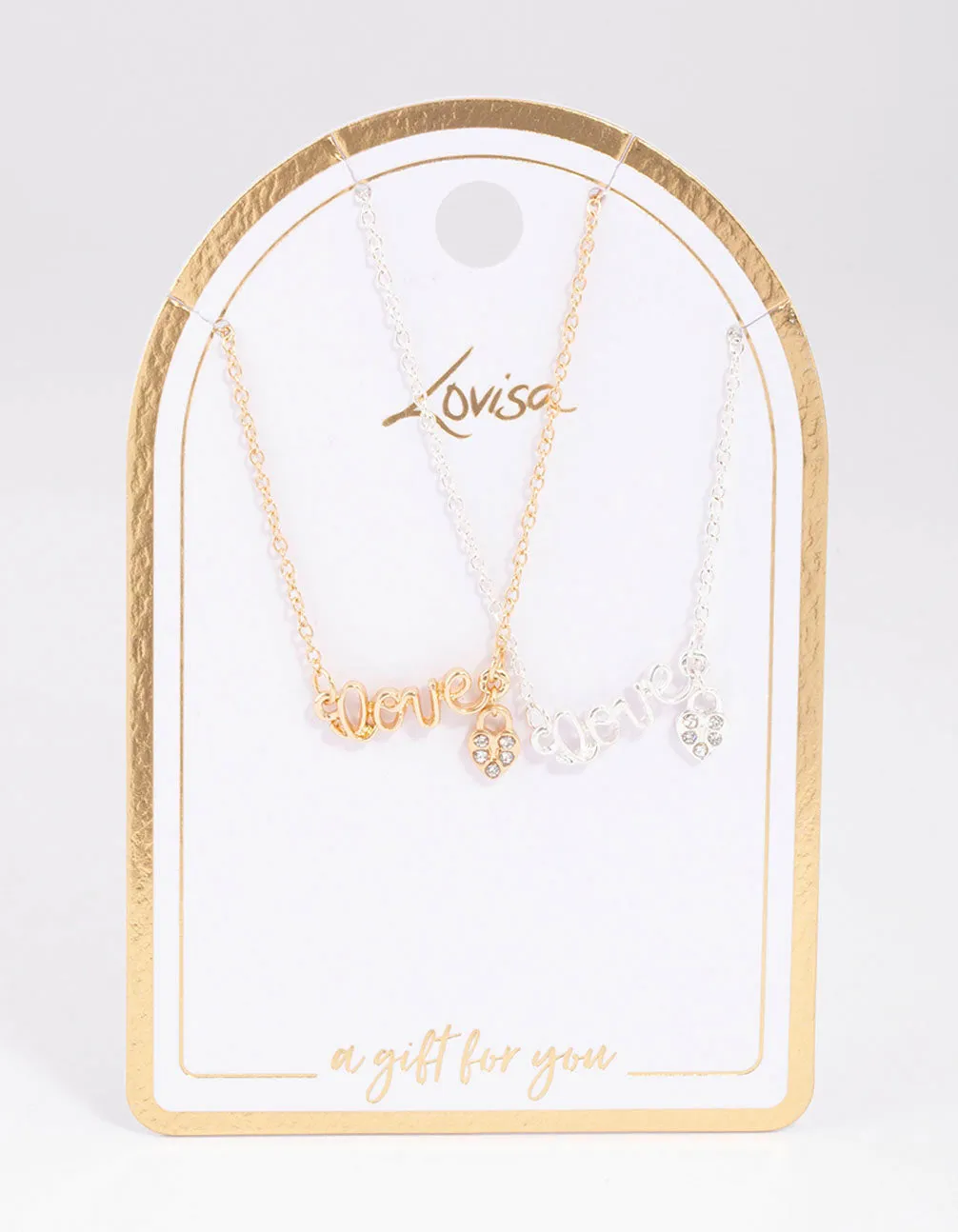 Mixed Metal Love Script Necklace Pack