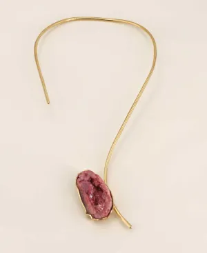 Mixed Pink Geode Open-Ended Statement Necklace