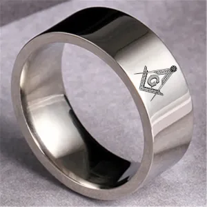 MOREDEAR 8mm Freemasons Ring Masonic Rings For Men and  Women