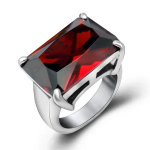 New Ruby Wedding Rings For Women Women Fashion Brand Jewelry Never Fade Stainless Steel CZ Rings Accessories Anelli