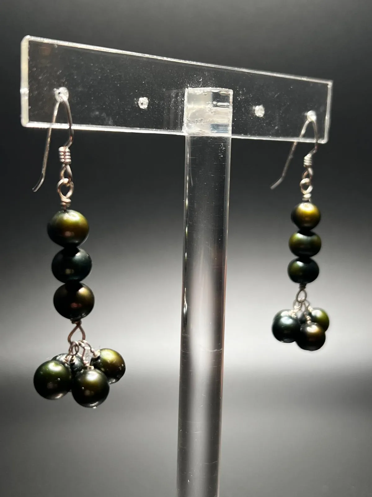 Olive Pearl Sterling Silver Earrings