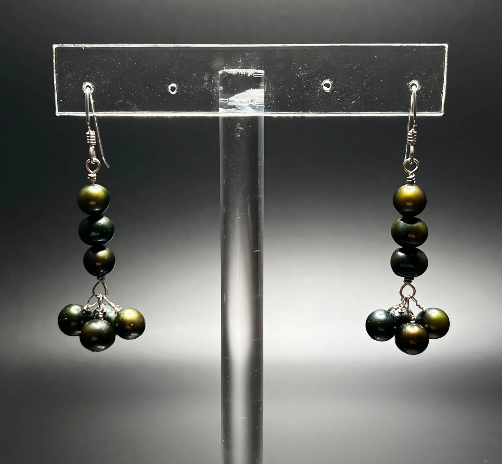 Olive Pearl Sterling Silver Earrings