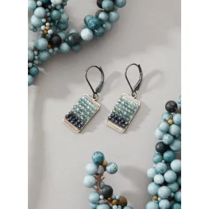 Ombre Beaded Tab Earrings 4990 with AustralIan and Dark Sapphires and Natural Blue Zircons by Michelle Pressler Jewelry