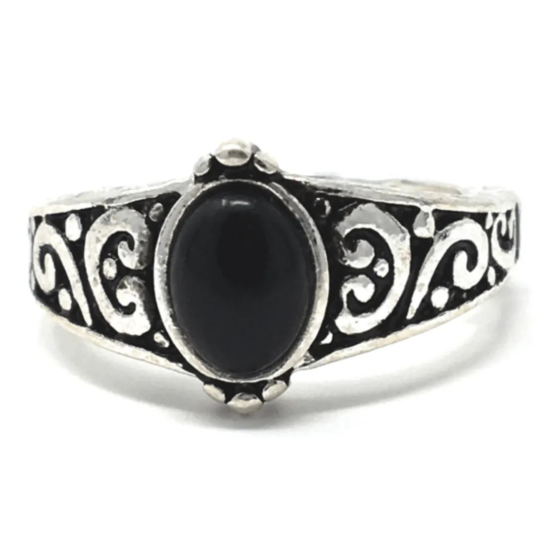 Onyx Silver Stretch Ring