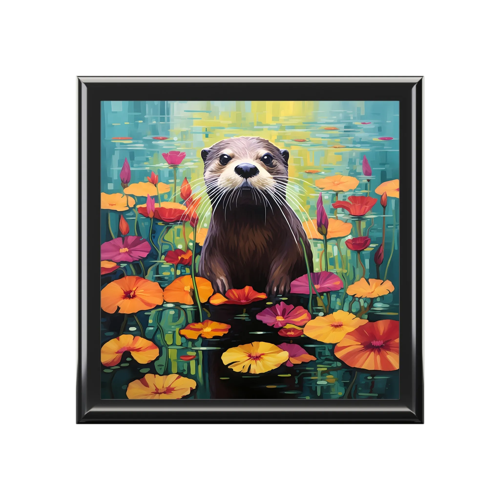 Otter Among the Lily Pads Artwork Gift and Jewelry Box