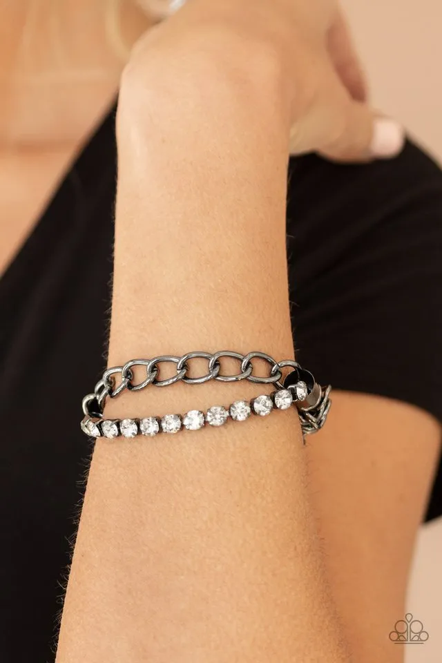 Paparazzi Bracelet ~ Glamour Grid  - Black