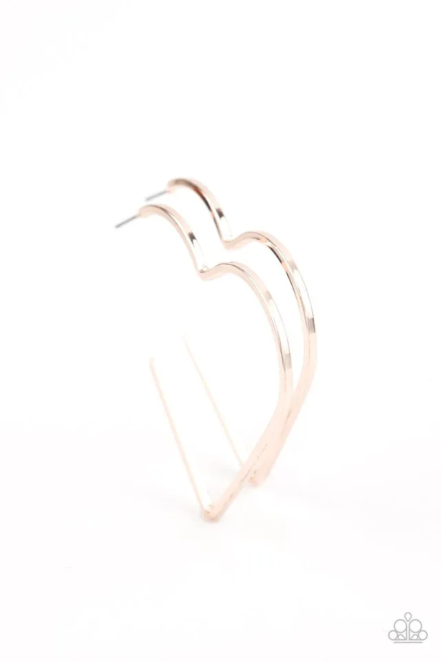 Paparazzi Earring ~ I HEART a Rumor - Rose Gold