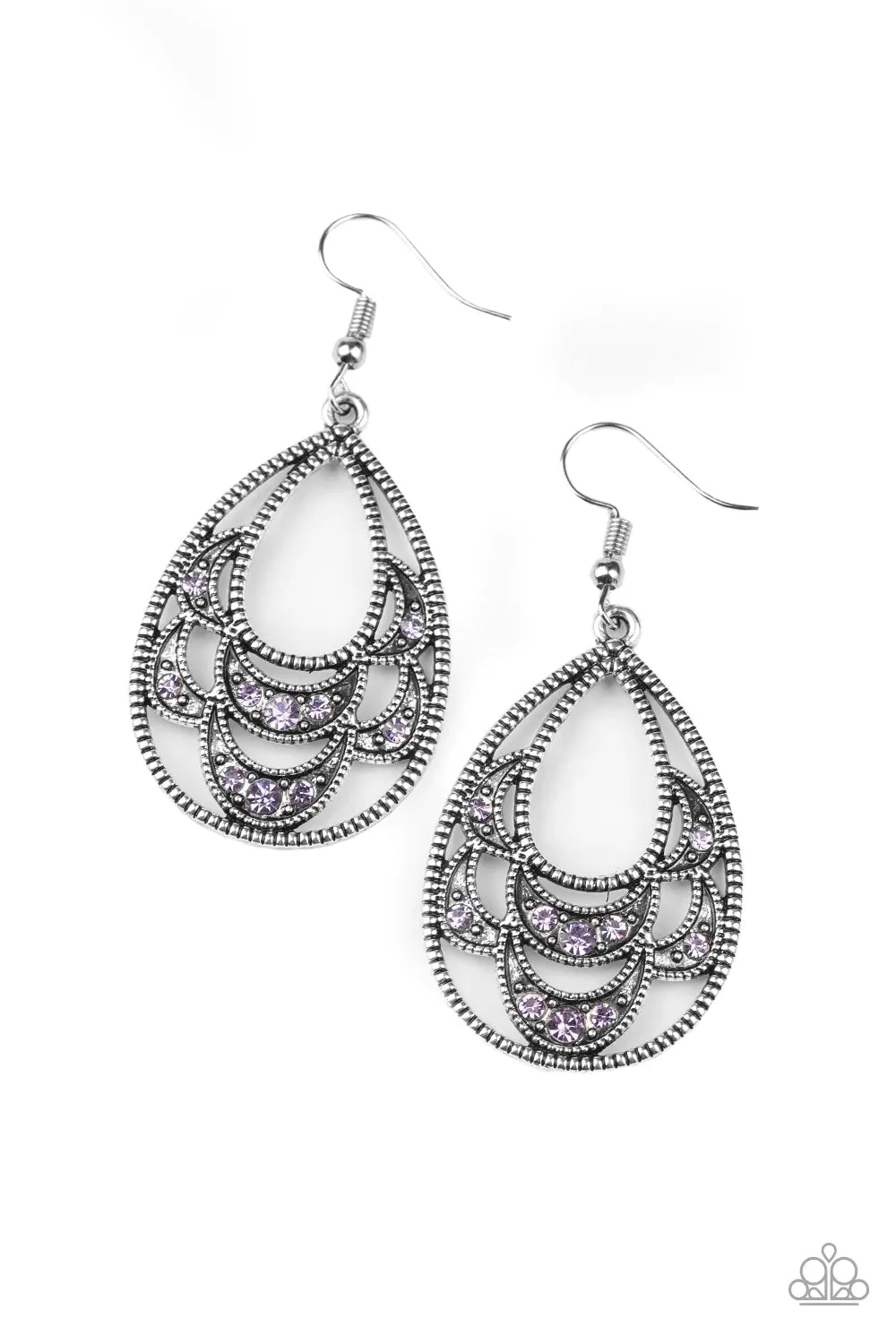 Paparazzi Earring ~ Malibu Macrame - Purple