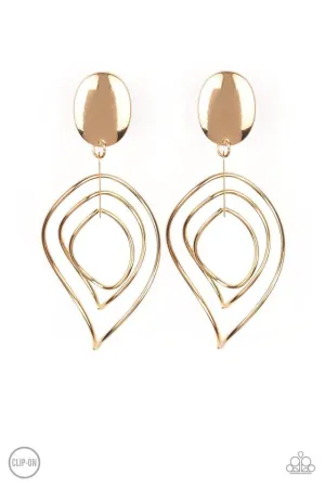 Paparazzi Earring ~ Metallic Foliage - Gold