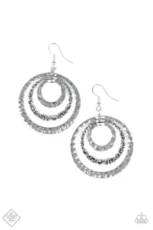 Paparazzi Earring ~ Out Of Control Shimmer - Silver