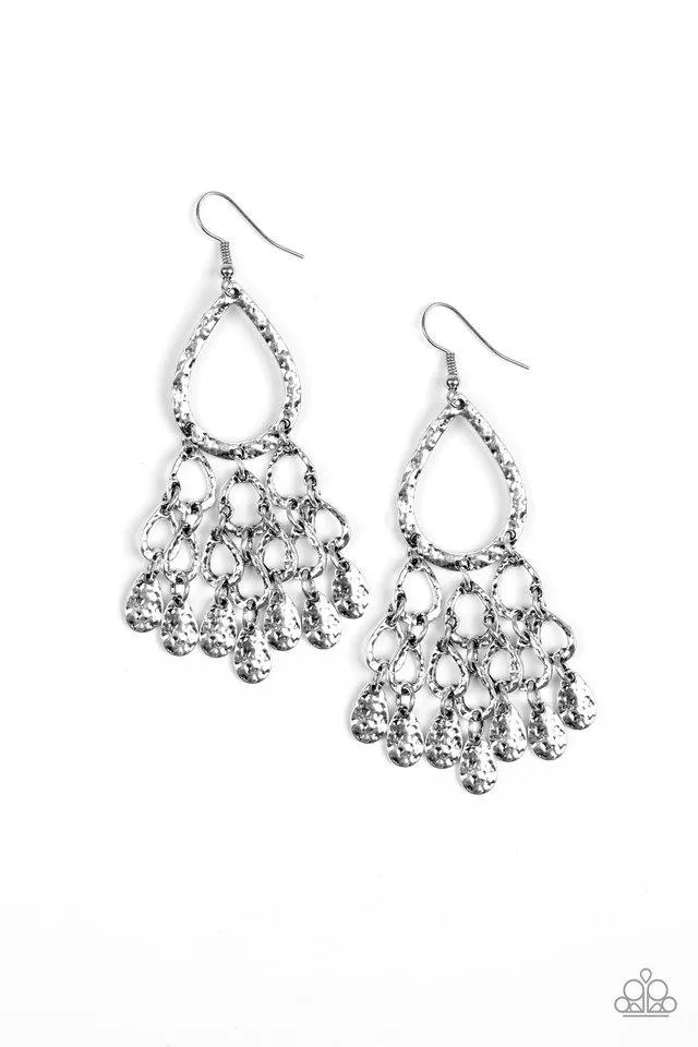 Paparazzi Earring ~ Teardrop Trinket - Silver