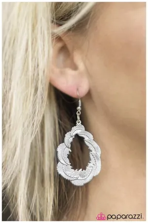 Paparazzi Earring ~ The FEATHER Forecast - Silver