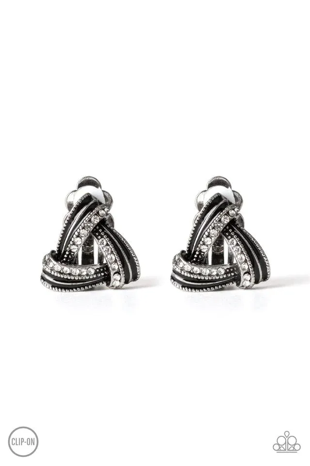 Paparazzi Earring ~ Twirling Twinkle - Black