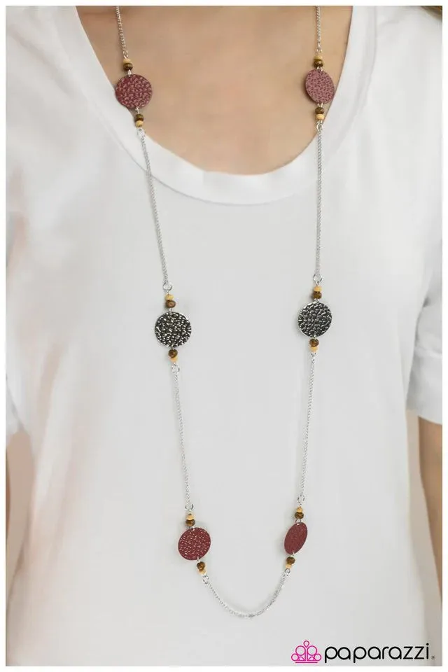 Paparazzi Necklace ~ Deep In The Woods - Marsala - Red