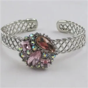 Pastel  Crystal & Silver Bangle Bracelet