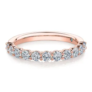 Premium Laboratory Created Diamond, 0.90 carat TW round brilliant wedding or eternity band in 14 carat rose gold