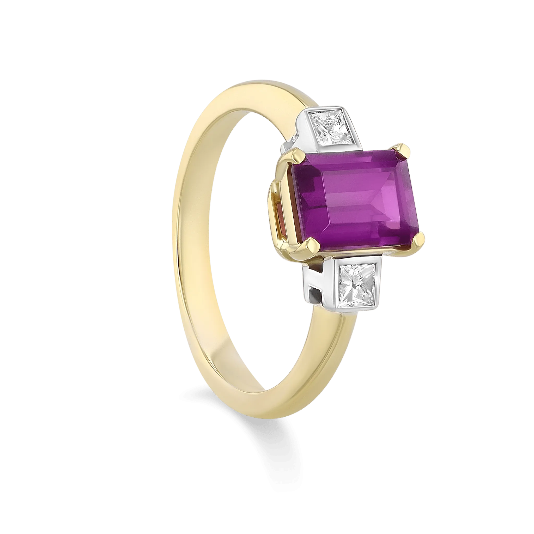 "Persephone" 18ct Yellow Gold, Platinum and Royal Purple Garnet and Diamond Ring