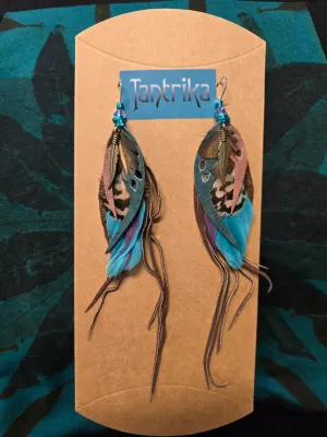 "Sage" Feather & Leather Earrings