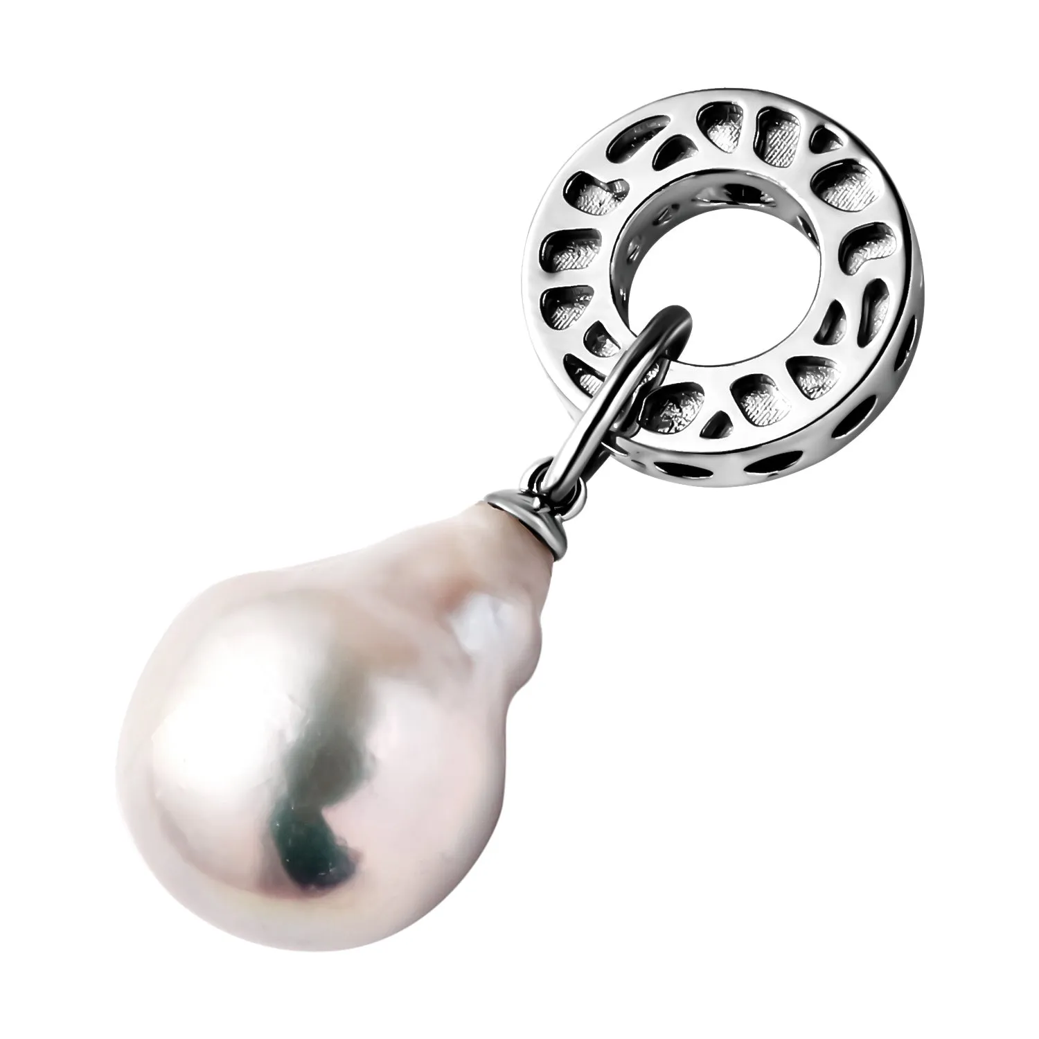 Rachel Galley Solitaire Baroque Pearl Pendant   Wave Ring with White Fresh Water Pearls