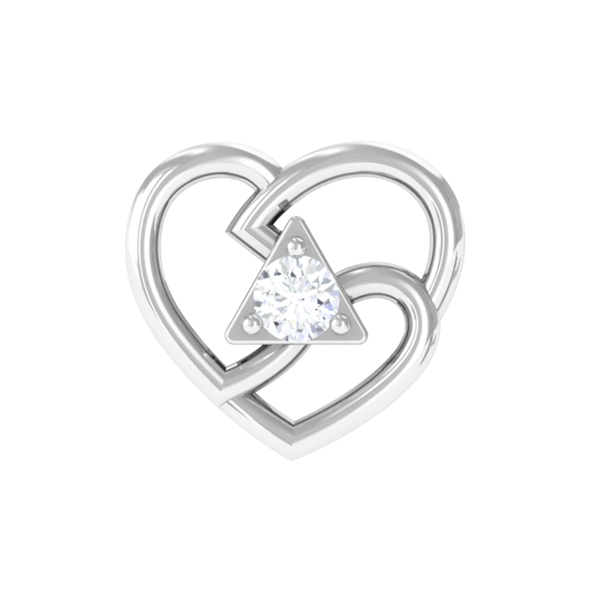 Real Diamond Unique Heart Earring for Upper Lobe Piercing