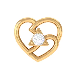 Real Diamond Unique Heart Earring for Upper Lobe Piercing