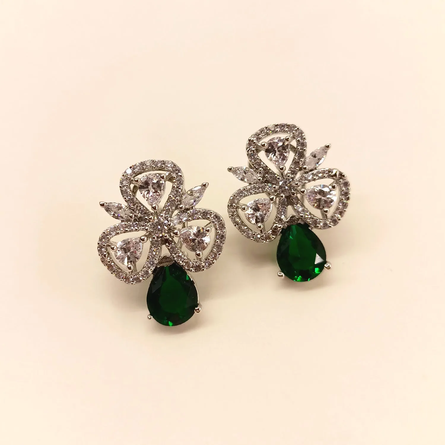 Rekha American Diamond Green Emerald Tops