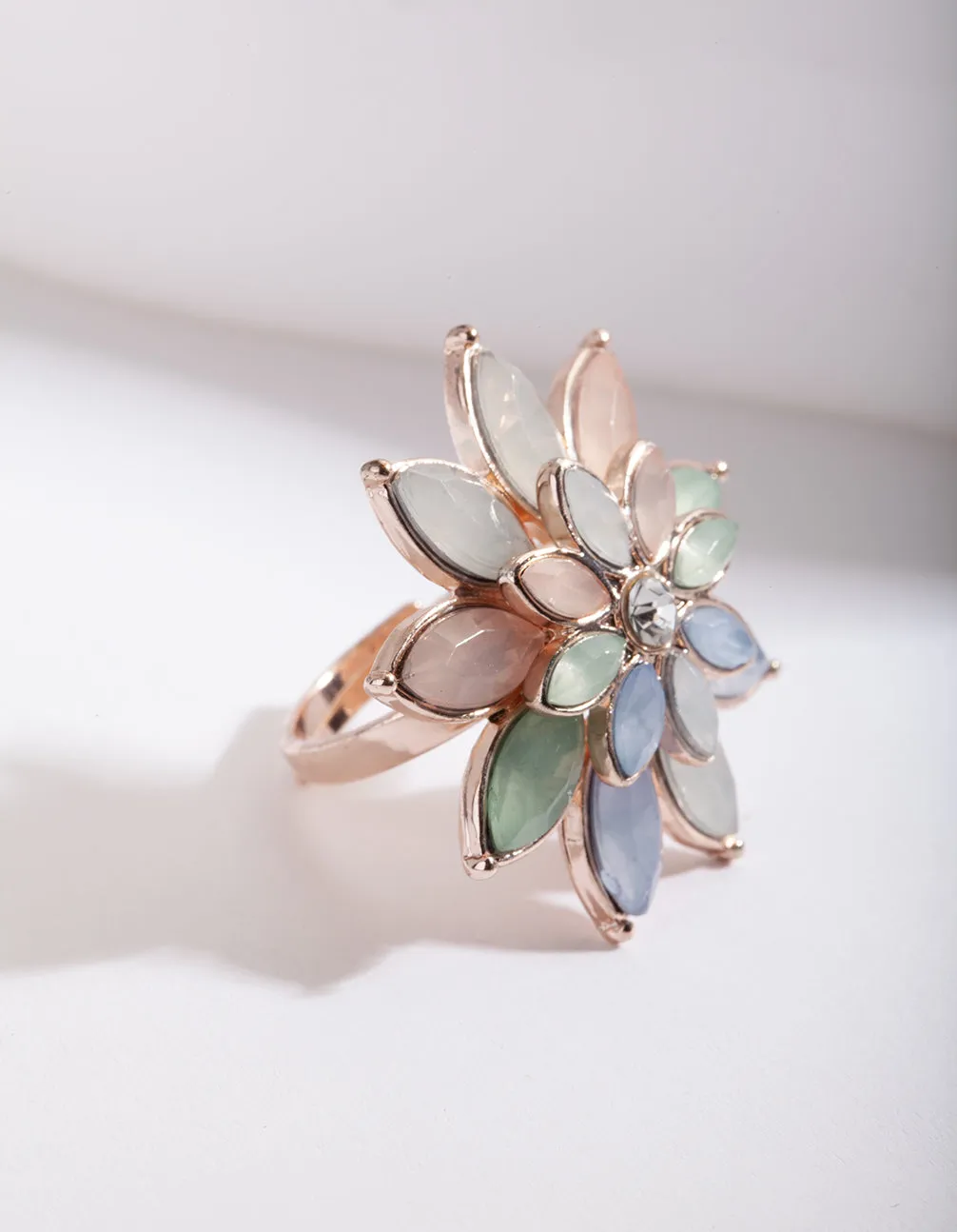 Rose Gold Pastel Flower Ring