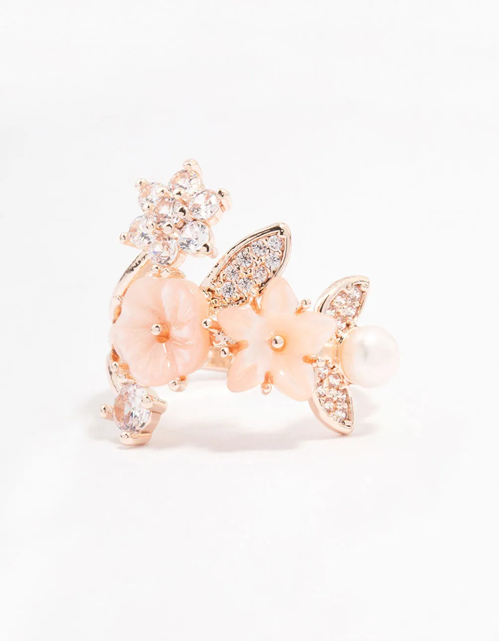 Rose Gold Plated Floral Bouquet Ring