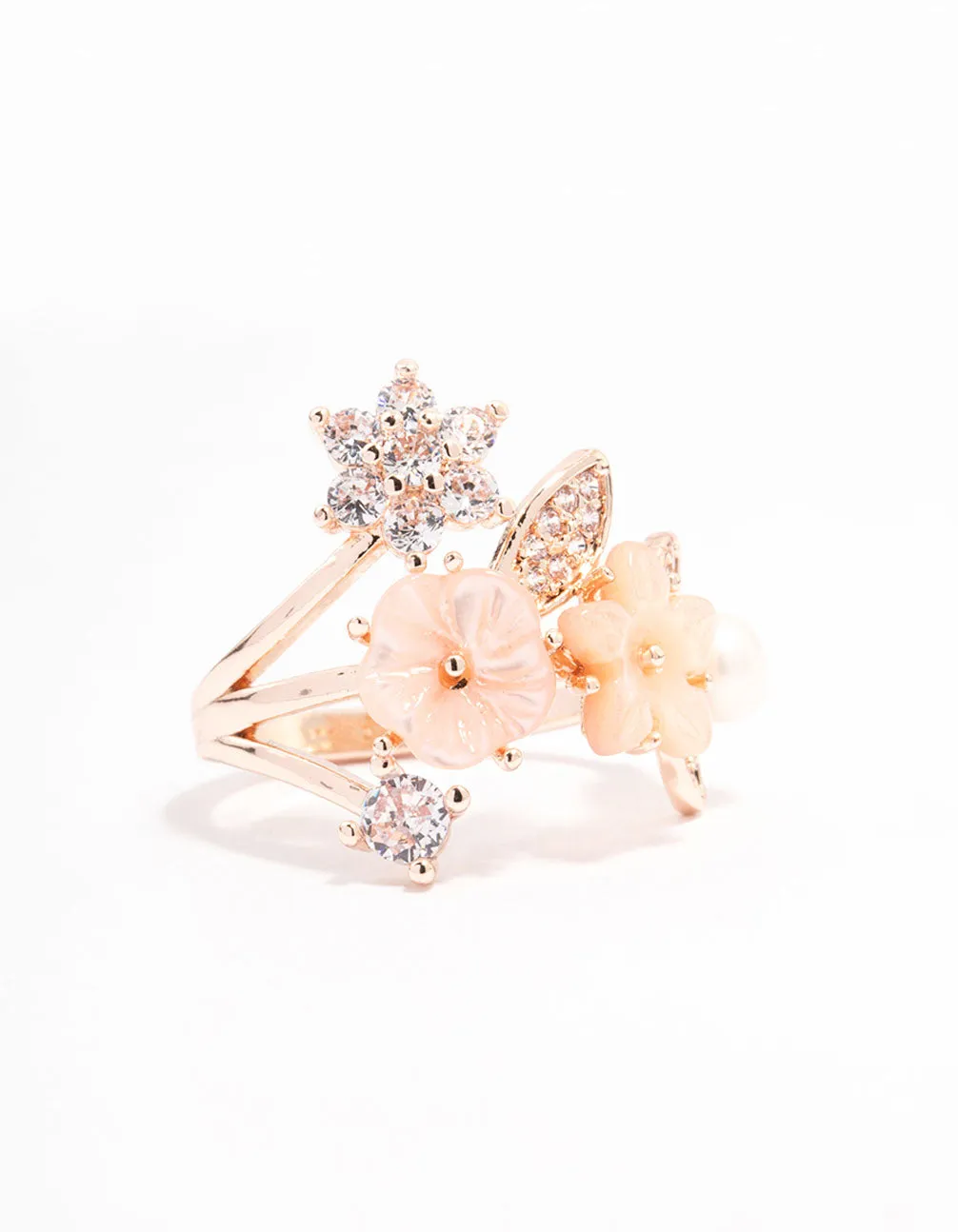 Rose Gold Plated Floral Bouquet Ring