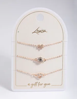 Rose Gold Star & Heart Bracelet Pack