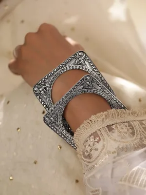 Rubans Set of 2 Square-Shaped Oxidized Silver-Plated Bangles