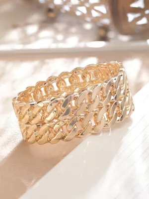 Rubans Voguish Gold plated Cuban Link Pattern Statement Bracelet