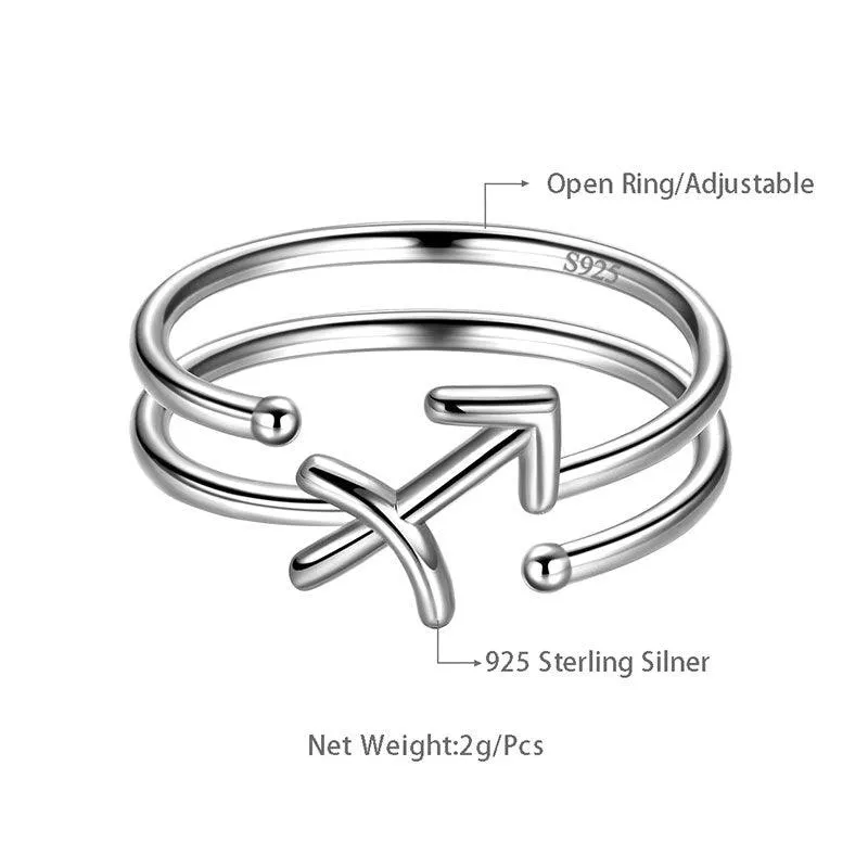 Sagittarius Rings Zodiac Sign Jewelry Women Girls Birthday Gifts 925 Sterling Silver