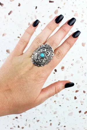 SALE! Cressida Turquoise and Silvertone Ring